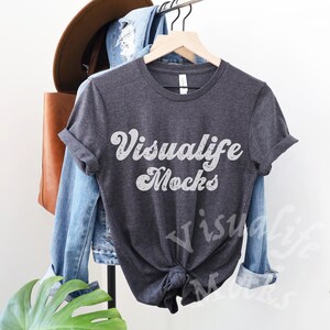 Bella Canvas 3001 Dark Grey Heather Mockup Bella Canvas 3001 Mockup Summer Mockup 3001 Mockup Hanging Shirt Mockup