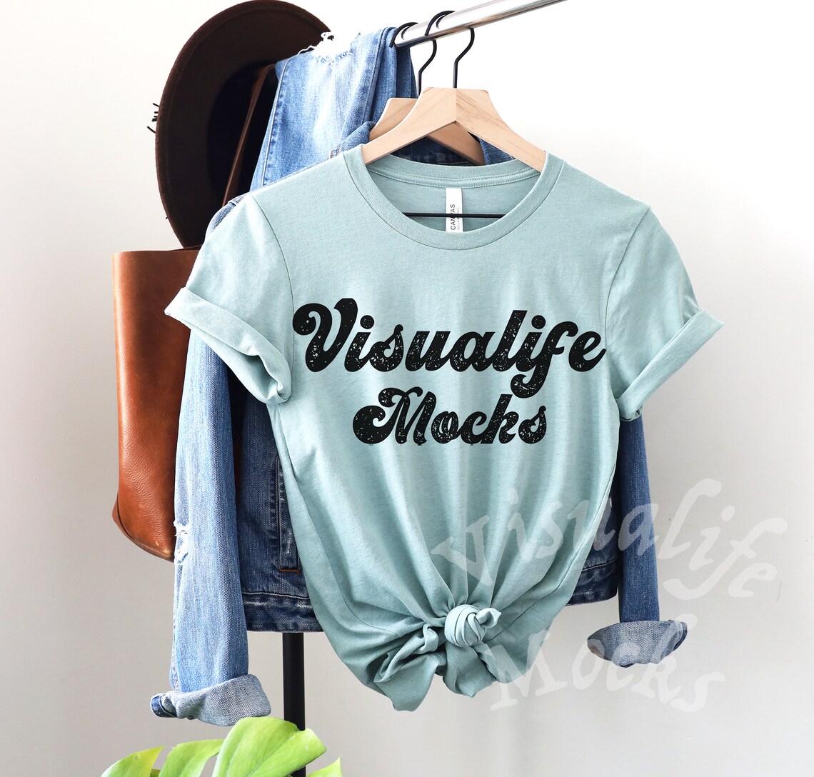 Bella canvas 3001 Heather Prism Dusty Blue Mockup Bella Canvas | Etsy