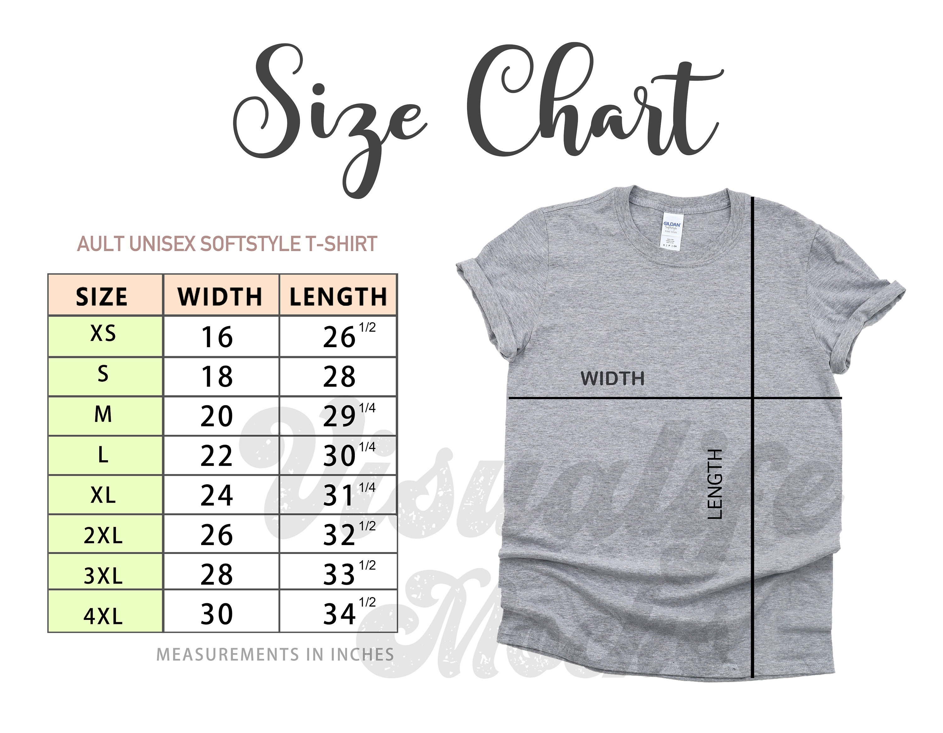 Size Chart Measurement - tshirtprint2u