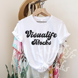 White T Shirt Mockup | Hanging Mockup | Tied T Shirt Mockup | 3001 White | Bella Canvas 3001 Mockup | Bella Canvas White T Shirt Mockup