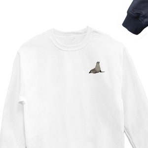 Seal Sweatshirt, Cute Seal Design Sweater, Seal Icon Sweatshirts, Seal Crewneck, Ocean Lover Friend Unisex Sweatshirts