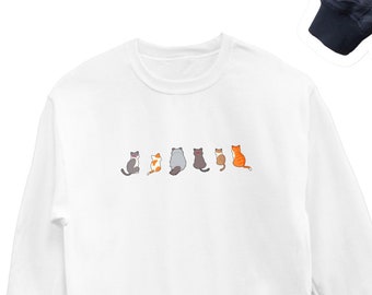 Katzen Sweatshirt, süße Katzen Liebhaber Pullover, Katzen Symbol Rundhalsausschnitt, Katzen Design Nettes Geschenk, süße Kätzchen Rundhalsausschnitt, Katzenliebhaber UNISEX Sweatshirt