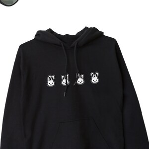 Rabbit Icon Hoodie, Cute White Rabbit Hoodie, Rabbit Top