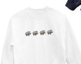 Rhino Sweatshirt, Rhinoceros Sweater, Rhino Sweatshirts, Rhino Crewneck, Cute Rhino Unisex Sweatshirts