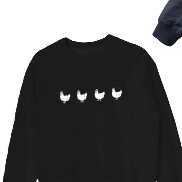 Sweat-shirt poulet, pull de poulet mignon, sweat-shirts de poulet, col rond poulet, sweat-shirts unisexes amoureux du poulet