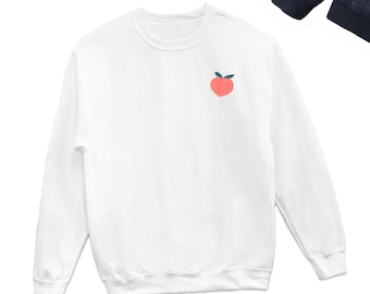 Pfirsich Sweatshirt, Pfirsich Symbol Pullover, Pfirsich Sweatshirts, Pfirsich Rundhalsausschnitt, Süßes Pfirsich Unisex Sweatshirt