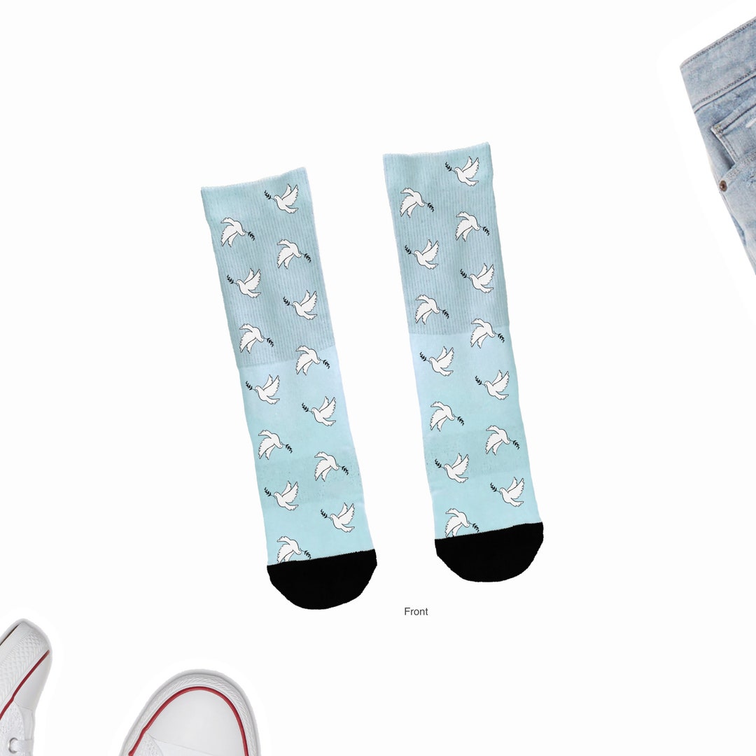 Peace Dove Socks, White Bird Socks, Peace Bird Socks, Cute Peace Dove