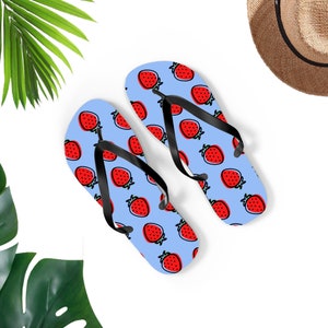 Strawberry Flip-Flops, Cute Strawberry Flip Flops, Strawberry Sandals, Strawberry Lover Gift, Cute Strawberry Gift, Fun Strawberry Gift, UNI