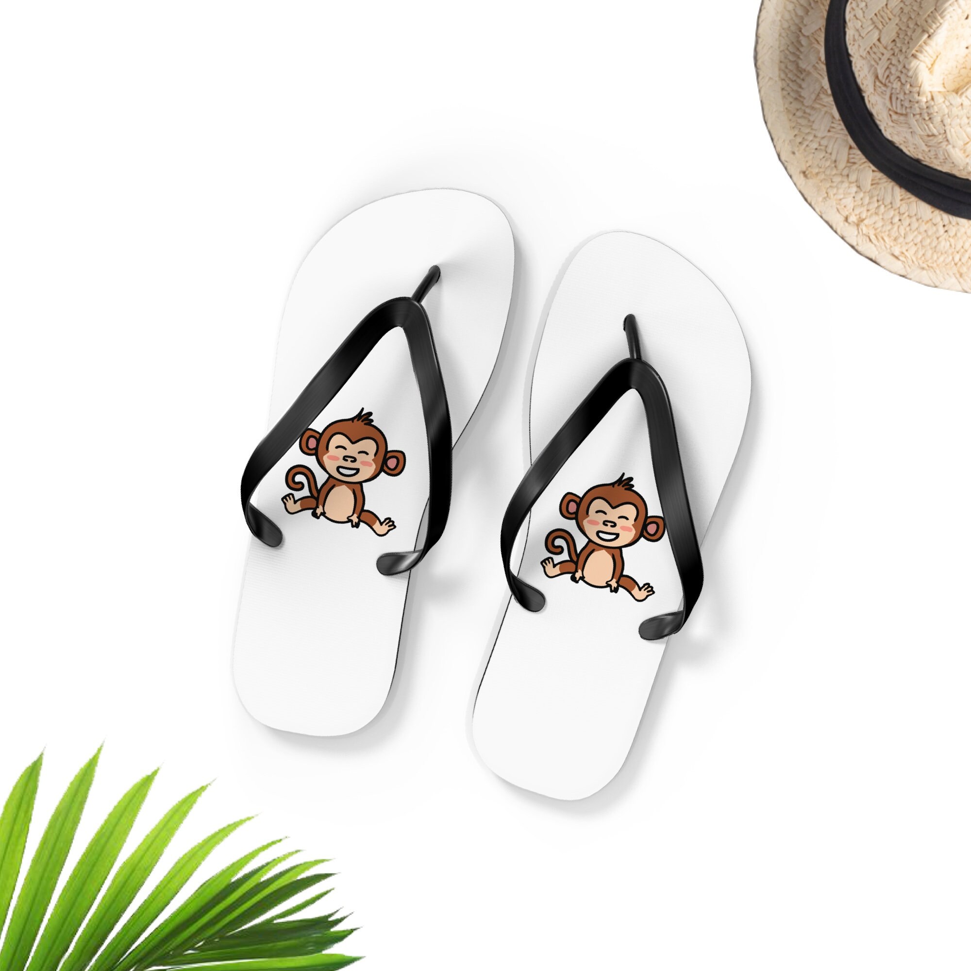 Monkey Flip Flops Cute Monkey Flip Flops Monkey Sandals Monkeys Lover Gift Monkey Friend Gift Fun Monkey Sandals Unisex Flip Flops
