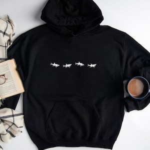 Shark Hoodie, Cute Shark Hoodie, Shark Lover Sweatshirt, Shark Hooded Sweater, Cute Ocean Lover Gift, Sharks ADULT UNISEX Hoodie Sweater