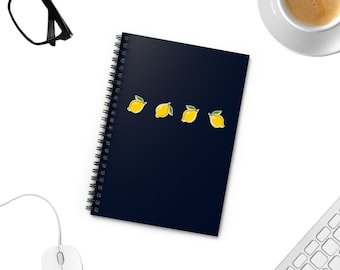 Citronjournal-anteckningsbok, citronälskarens journal, present till citronälskarens anteckningsböcker, citronälskarens spiralanteckningsbok, söt citronpresentjournal