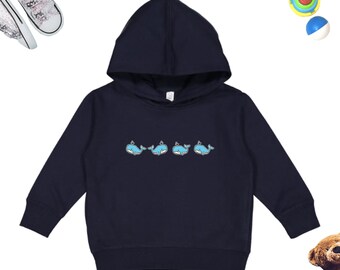 Felpe con cappuccio per bambini con balena, felpa con cappuccio per bambini con balena e oceano, regalo per bambini amanti dell'oceano, maglione per bambini amanti delle balene, unisex per bambini piccoli amanti delle balene