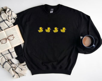 Sudadera con diseño de pato amarillo, suéter de goma con diseño de pato, cuello redondo con icono de pato, regalo adorable para amantes de los patos, cuello redondo con icono de pato, sudadera unisex con diseño de pato amarillo