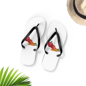 Vegetables Flip-Flops, Vegetarian Flip Flops, Vegetables Sandals, Veggies Gift, Vegetarian Gift, Fun Vegetables Gift, UNISEX Flip-Flops