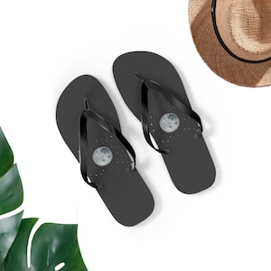Moon Flip-Flops, Moon and Stars Flip Flops, Moon Sandals, Moon Icon Gift, Moon and Stars Gift, Fun Moon Gift, UNISEX Flip-Flops