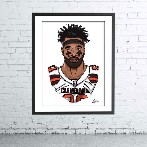 Jarvis Landry Cleveland Browns – Premium Poster Print – Hand-drawn/Digital Caricature Art Portrait