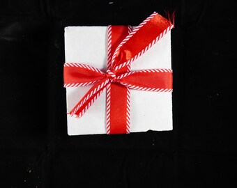 Set of 4 Marble Tile Coasters, Natural Stone Coaster, White Tile Coasters