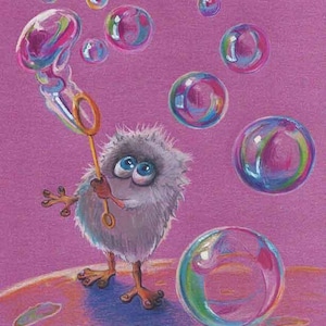 A Fiffle blowing bubbles (luster inkjet print)