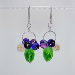Berries  Lampwork  Earrings, Sterling Silver Earrings, Earrings Handmade