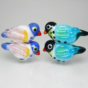 Lampwork Bird Beads, set of 4