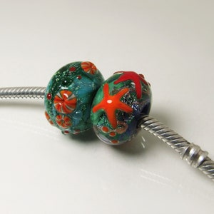 Perles de style Pandora, 2pcs, perles de verre, argent sterling 925, perles de verre de bracelet, bracelets de style Pandora