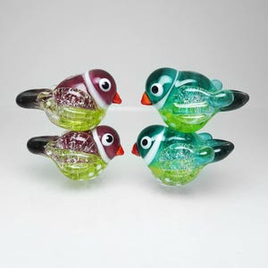 Lampwork Bird Beads, set of 4