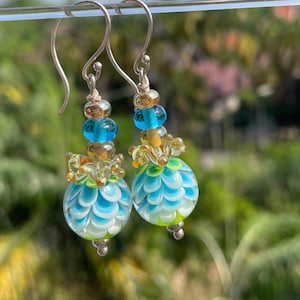Petals Lampwork  Earrings, Sterling Silver Earrings, Earrings Handmade