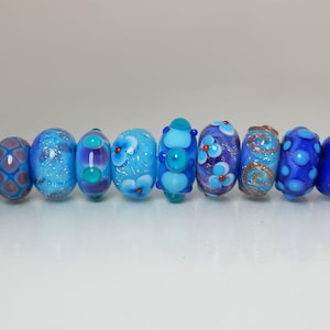 Perles de chalumeau turquoise-violet, 10 pièces, perles de verre, bracelet en perles de verre, pour bracelets de style pandora