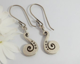 Karen Hill Tribe spirale argent boucles d’oreilles Design, argent Sterling boucles d’oreilles, boucles d’oreilles en argent