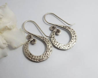 Silver Hook Double Spiral Earrings,   Hill Tribe Earrings ,Handmade Earrings 925