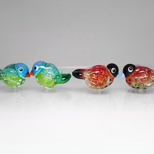 Lampwork Bird Beads, set of 4