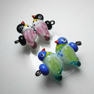 Birds Lampwork Beads, set of 4