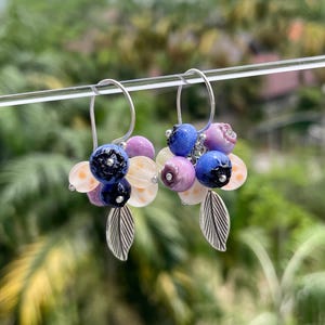 Berries  Lampwork  Earrings, Sterling Silver Earrings, Earrings Handmade