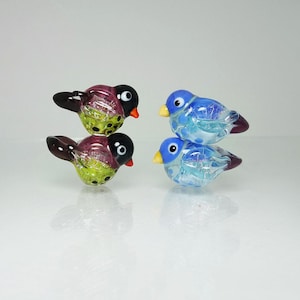 Lampwork Bird Beads, set of 4