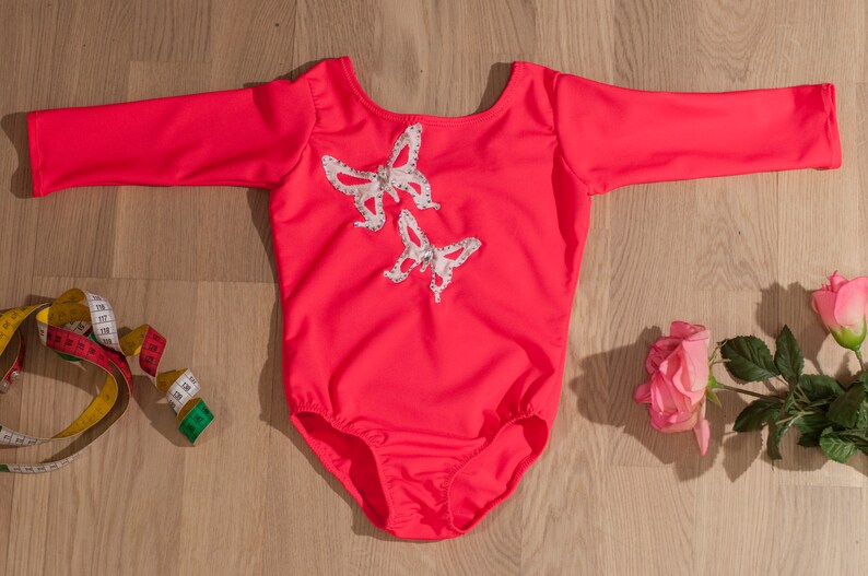 Neon Pink Leotard Gymnastic Leotard Dance Leotard Crystal Etsy