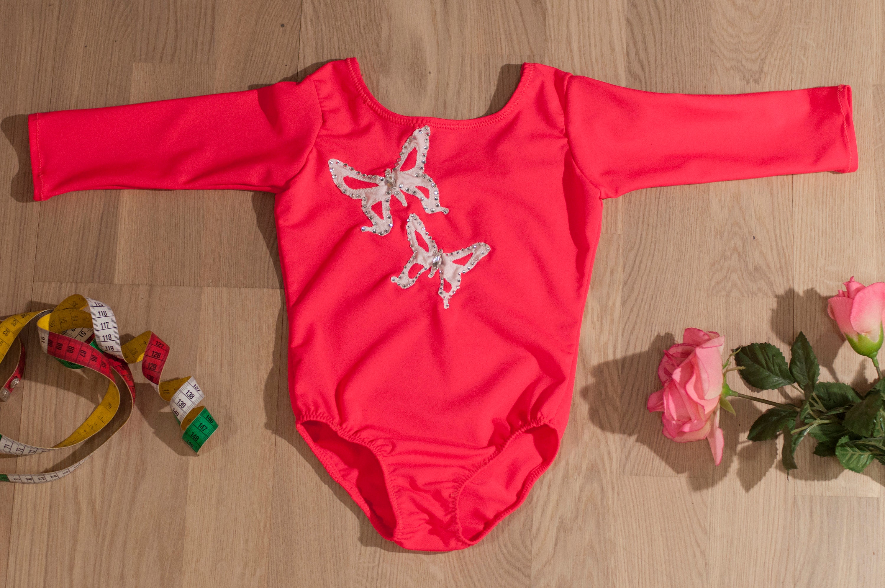 Neon Pink Leotard Gymnastic Leotard Dance Leotard Crystal Etsy
