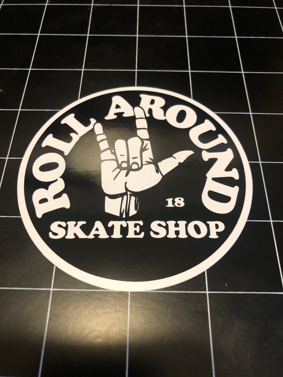 Roll Around Skate Shop ASL Rollerskate Sticker Black and White Etsy
