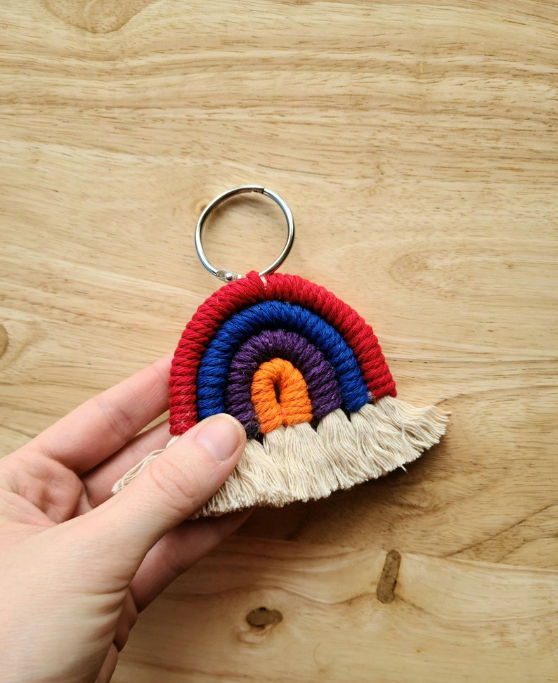 Custom Keychain Macramé Rainbow Etsy