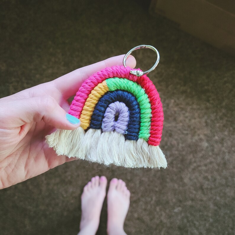 Custom Keychain Macramé Rainbow Etsy