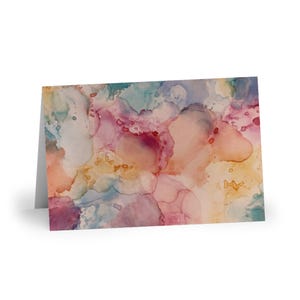 Zestaw 1 lub 10 kartek okolicznościowych z tuszem alkoholowym Art Pastel - idealny na każdą okazję, kartki okolicznościowe, kartki urodzinowe, kartki z podziękowaniami, puste
