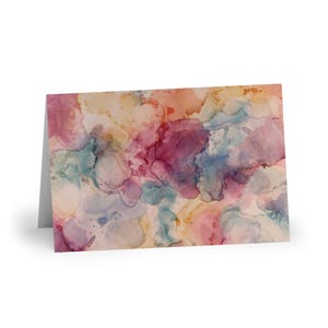 1 ou 10 cartes de voeux pastel à l'encre d'alcool, papeterie élégante et colorée pour toutes les occasions, cartes d'anniversaire, remerciements, impressions artistiques