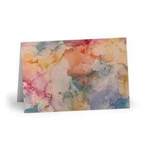 1 ou 10 Pk Alcohol Ink Pastel Cartões de felicitações - Cartões vibrantes feitos à mão para todas as ocasiões, perfeitos para aniversários, em branco, obrigado