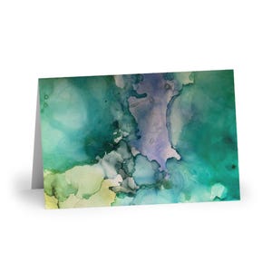 Cartões comemorativos Ocean Blank com tinta de álcool, 1 ou 10 peças. Perfeitos para aniversários, comemorações, notas de agradecimento, amantes da arte e todas as ocasiões!