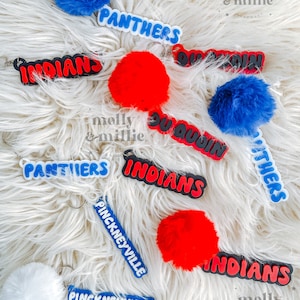 Sports Team Keychain | 3D Personalized Name Tag for School | Bag Tag for Sports | City Name Tags | State Athletics Tag | Mascot Keychain