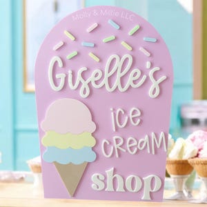 Personalisiertes Namensschild Eisdiele für Geburtstag oder Party | Dessert-Zeichen | Süsser Shoppe Eis Party Dekor | Personalisierte Geburtstag Zeichen