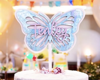 Acryl Schmetterling Feier Topper | Gartenparty-Geburtstags-Thema| Baby-Dusche-Kuchendeckel | Graduierung | Party Zubehör | Hochzeitsparty