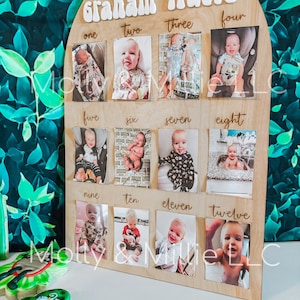 Il mio primo anno Un anno di foto Board Board in legno per le pietre miliari del primo compleanno Decorazioni per il primo compleanno Banner fotografico per i 12 mesi