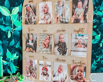 My First Year One Year of Photo Board Wooden Milestone Board 1st Birthday Milestone Board First Birthday Decorations 12 Months Photo Banner