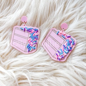 Trendy Acrylic Cake Earrings | Baker, Pastry Chef, Teacher Earrings | Sprinkle Birthday Cake Earrings | Fun, Themed Earrings
