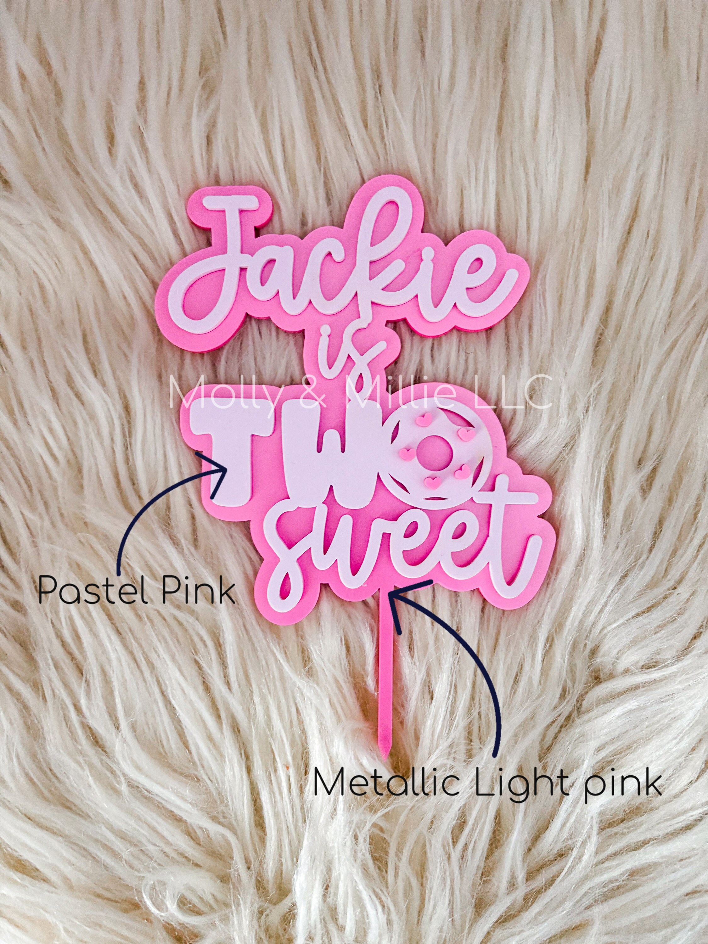 Personalized Layered Acrylic Cake Topper TWO Sweet| Dessert Party ...